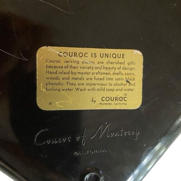 Vintage MCM Couroc of Monterey Mushroom Serving Tray Inlaid Wood Decor 18x12.5” - Picture 2 of 2